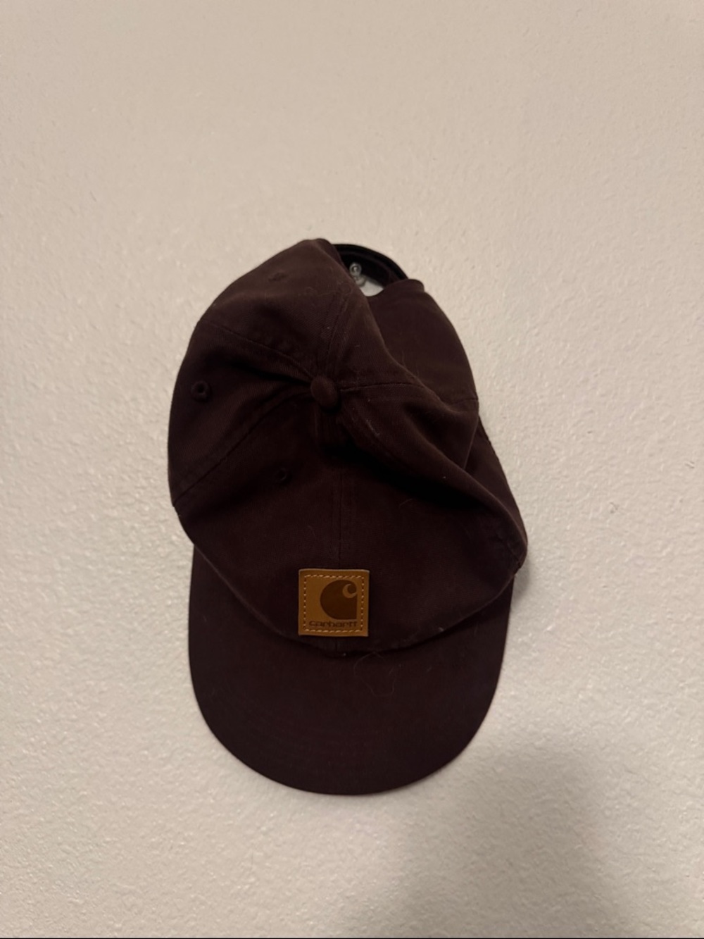 Carhartt Dark Brown Canvas Baseball Cap with Leather Patch